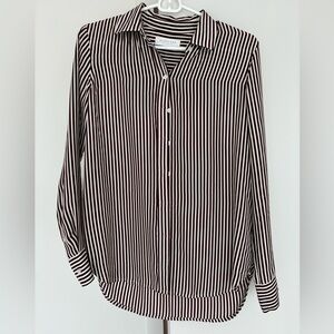 Everlane Maroon and White The Must-Have Shirt in Silk